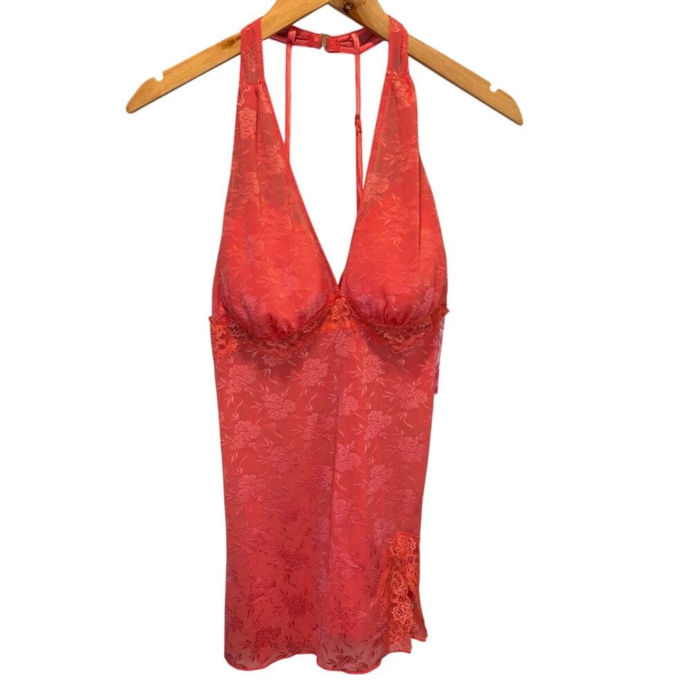Cinema Etoile Seductive Wear Coral Floral Lace Nightgown - size Medium